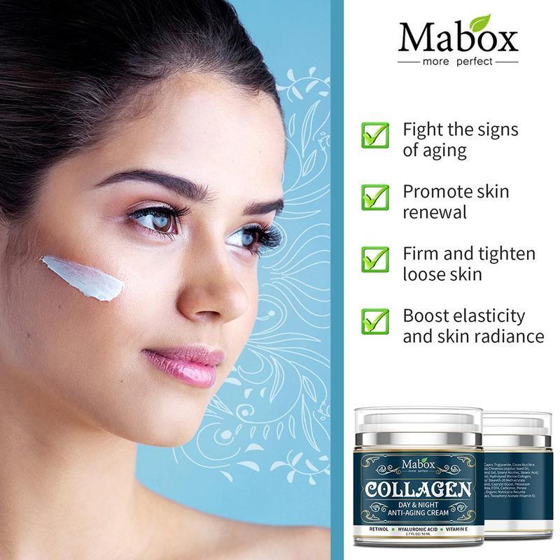 Crema facial hidratante antienvejecimiento con colágeno Mabox