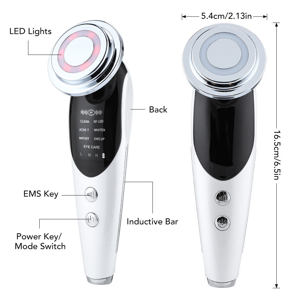 Appareil de massage facial 7 en 1, EMS, micro-courant, lumière colorée, vibration, LED, beauté, purificateur, soins de la peau, appareil de beauté