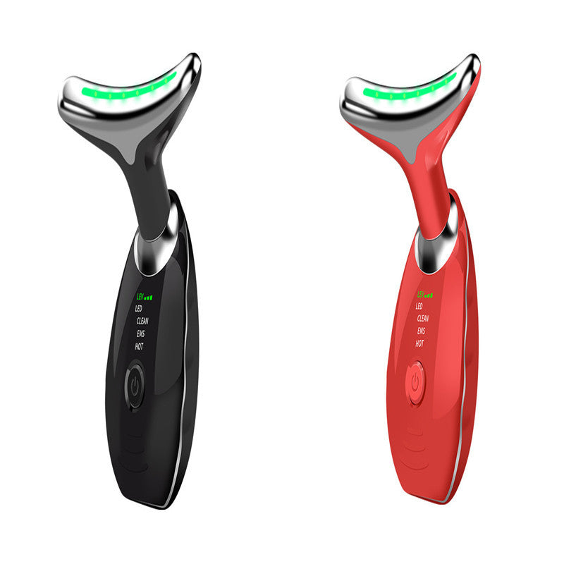Dispositivo de belleza para cuello y rostro con terapia de fotones LED de colores, reafirmante de la piel, reducción de papada, antiarrugas, masajeador lifting.