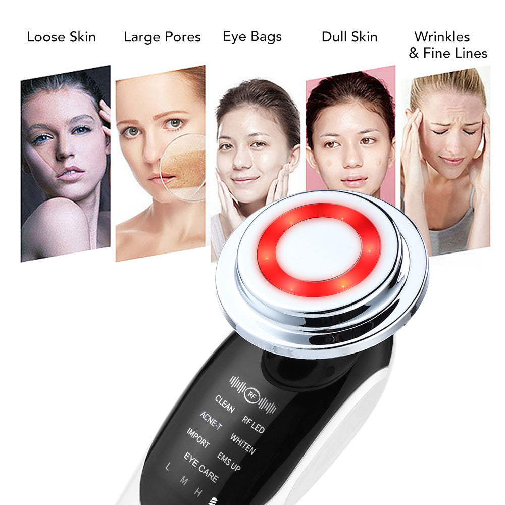 Appareil de massage facial 7 en 1, EMS, micro-courant, lumière colorée, vibration, LED, beauté, purificateur, soins de la peau, appareil de beauté