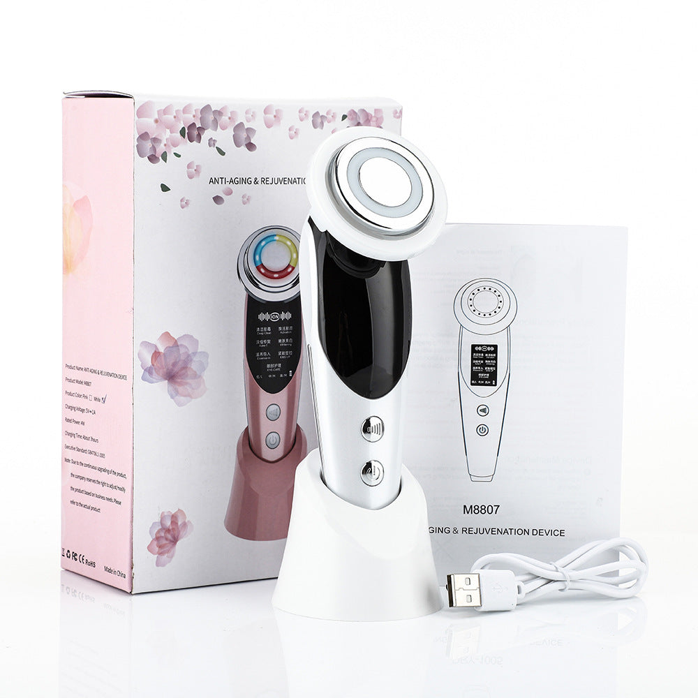 Appareil de massage facial 7 en 1, EMS, micro-courant, lumière colorée, vibration, LED, beauté, purificateur, soins de la peau, appareil de beauté