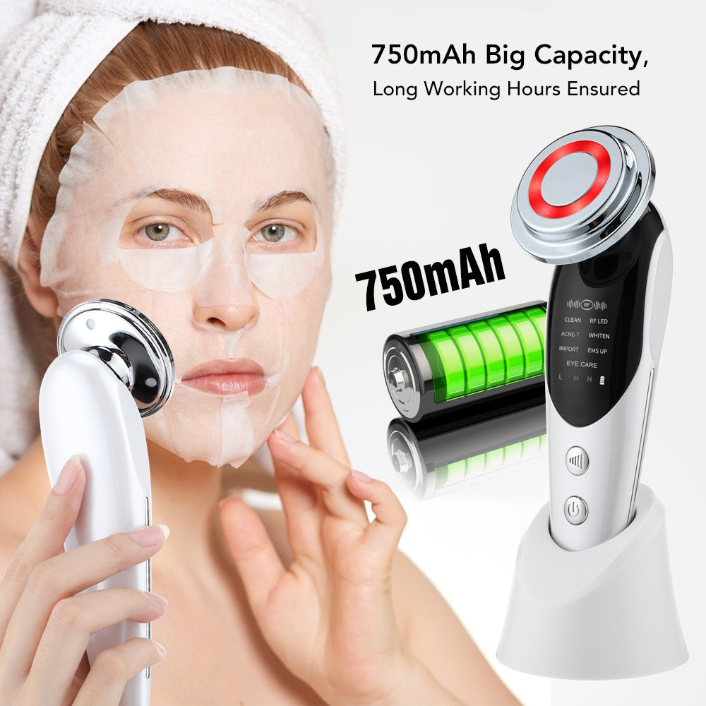 Appareil de massage facial 7 en 1, EMS, micro-courant, lumière colorée, vibration, LED, beauté, purificateur, soins de la peau, appareil de beauté