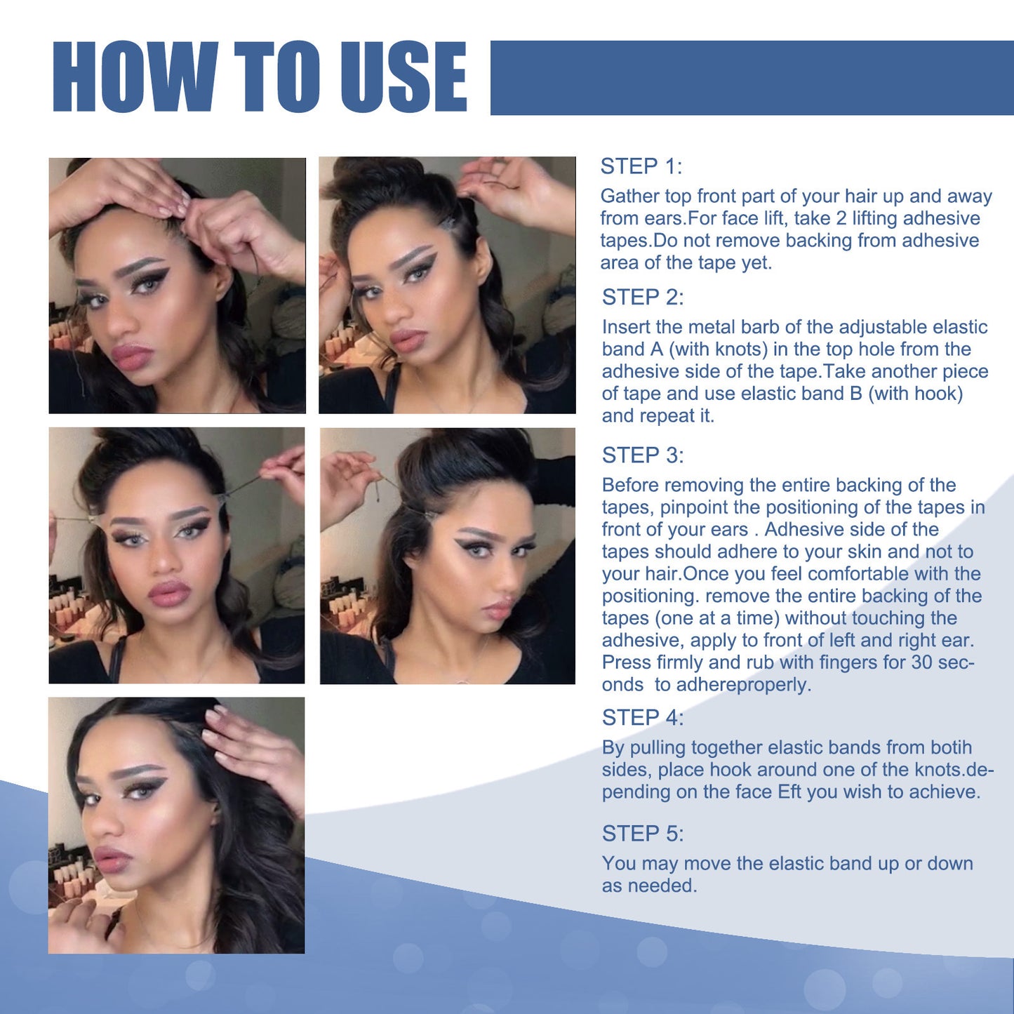 Lifting facial EELHOE con adhesivo de plástico en forma de V