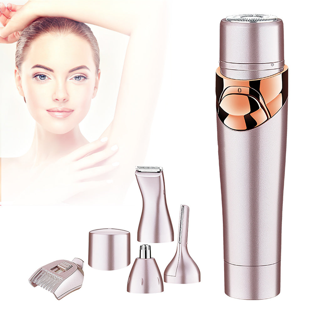 Rasoir multifonction 4 en 1, épilateur électrique pour aisselles, jambes, sourcils, nettoyage des poils du nez, épilation féminine