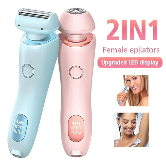 Depiladora 2 en 1 recargable por USB para mujer, afeitadora corporal, para rostro, piernas, axilas, bikini, manos, vello púbico.
